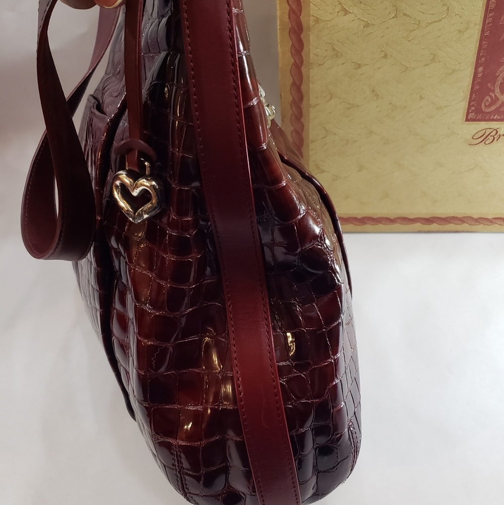 Sold Brighton Dark Red/Burgundy Croc Purse + Bonus - Picture 3 of 8